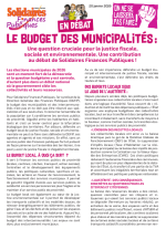 Le budget des municipalités : une question cruciale pour la justice fiscale, sociale et environnementale.